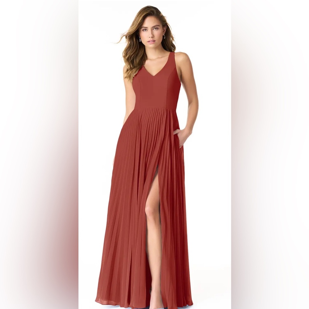 Azazie Lindsey Terracotta Size 4 Small Bridesmaids Dresss